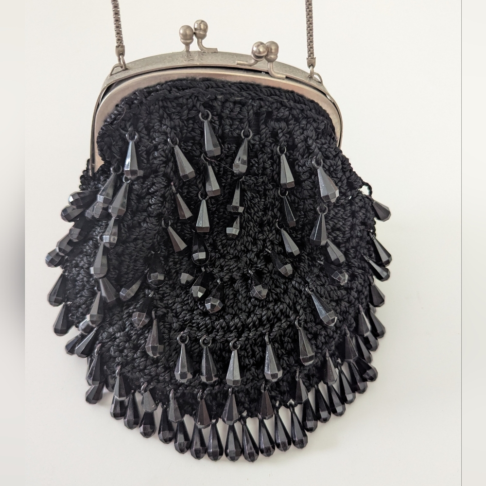 Elegant Black Beaded Women's Bag